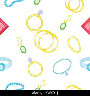 Costume jewellery pattern, cartoon style Stock Vector