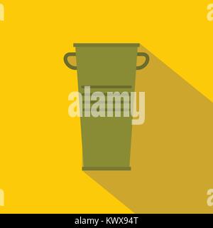 Green garbage tank with handles icon, flat style Stock Vector