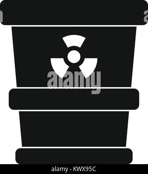 Trashcan containing radioactive waste icon Stock Vector