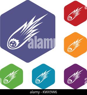 Falling meteor with long tail icons set Stock Vector Image & Art - Alamy