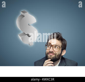 Conceptual portrait of a young nerdy businessman Stock Photo