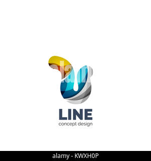 set of abstract letter business logo icons, geometric wavy flowing style Stock Photo