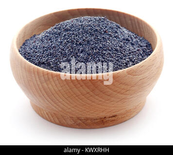 Poppy seeds in a bowl over white background Stock Photo