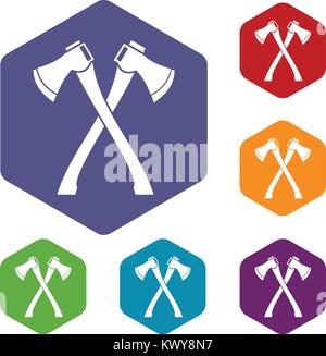 Two crossed axes icons set Stock Vector