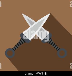 Steel throwing knives icon, flat style Stock Vector