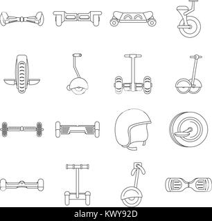 Balancing scooter icons set, outline style Stock Vector