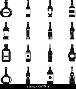 Bottle forms icons set, simple style Stock Vector