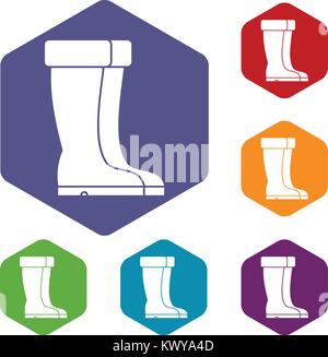 Winter shoes icons set Stock Vector