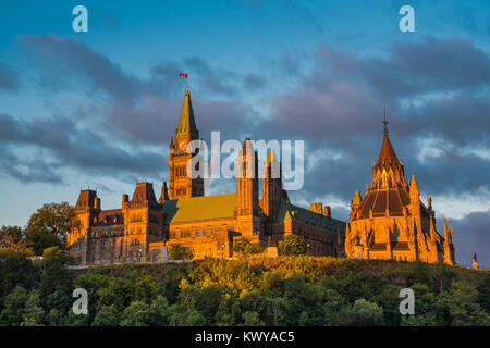 OTTAWA, ONTARIO / CANADA - VIEW ON PARLIAMENT HILLS IN THE MORNING Stock Photo