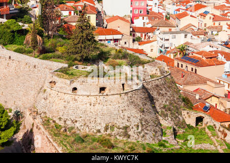 City walls of the Akronafplia or Acronauplia, means Inner Castle. Akronafplia fortress is the oldest part of the city of Nafplion in Greece. Stock Photo
