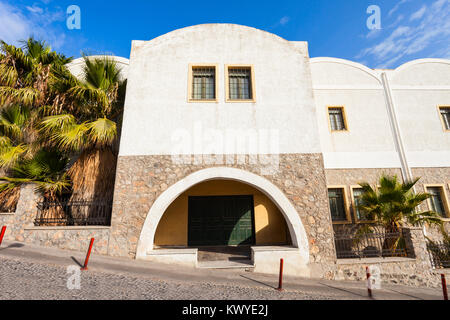 The Museum of Prehistoric Thera is located in Fira, on the island of Santorini in Greece Stock Photo