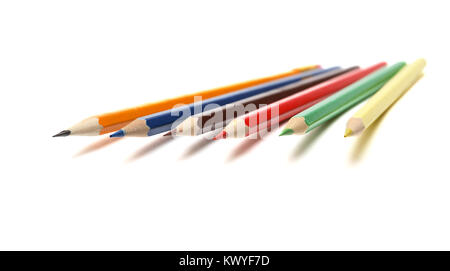 Set of color pencils isolated on white background Stock Photo