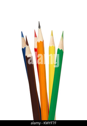 Set of color pencils isolated on white background Stock Photo