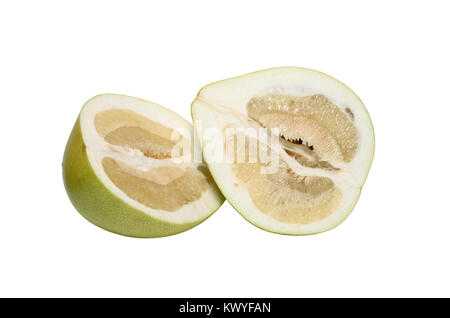 Fresh sliced pummelo isolated on white background with clipping path Stock Photo