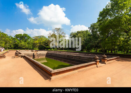 Kuttam Pokuna Twin Ponds - one of the best specimen of bathing tanks in the ancient kingdom of Anuradhapura, Sri Lanka Stock Photo