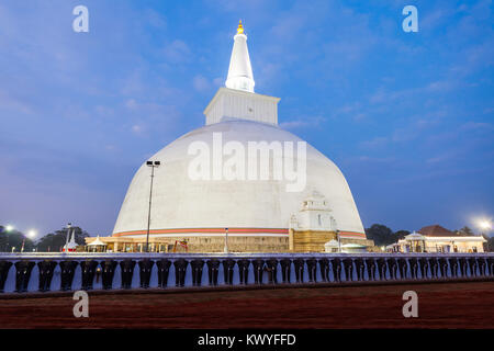 The Ruwanwelisaya stupa in Anuradhapura, Sri Lanka at sunset. Ruwanwelisaya considered a marvel for its architecture and sacred to many Buddhists all  Stock Photo