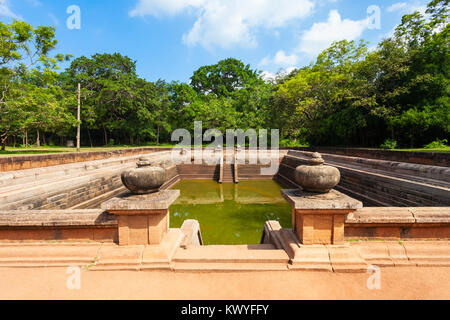 Kuttam Pokuna Twin Ponds - one of the best specimen of bathing tanks in the ancient kingdom of Anuradhapura, Sri Lanka Stock Photo