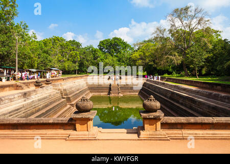 Kuttam Pokuna Twin Ponds - one of the best specimen of bathing tanks in the ancient kingdom of Anuradhapura, Sri Lanka Stock Photo