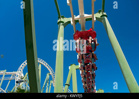 Isla Magica (Magic Island) Theme Park, The Jaguar - roller coaster, Seville, Region of Andalusia, Spain, Europe Stock Photo