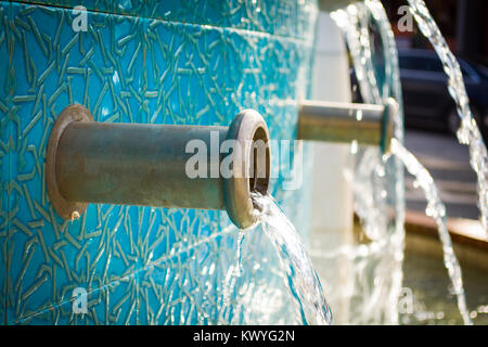 clean water running from many turkish taps with sparkling drops Stock Photo