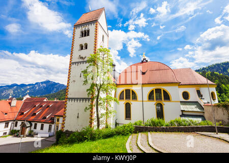 Fussen Abbey or St. Mang Abbey (Kloster Sankt Mang) is a former Benedictine monastery in Fussen town in Bavaria, Germany Stock Photo