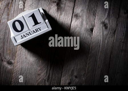 January 1st calendar on wood background new year concept Stock Photo