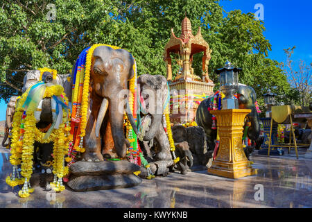 January 6, 2016 Laem Phromthep Phuket Thailand Elephant shrine at Phromthep Cape Stock Photo