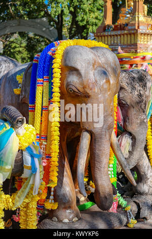 January 6, 2016 Laem Phromthep Phuket Thailand Elephant shrine at Phromthep Cape Stock Photo