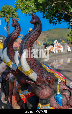 January 6, 2016 Laem Phromthep Phuket Thailand Elephant shrine at Phromthep Cape Stock Photo