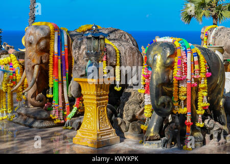 January 6, 2016 Laem Phromthep Phuket Thailand Elephant shrine at Phromthep Cape Stock Photo