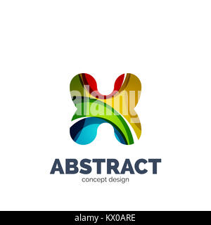 set of abstract letter business logo icons, geometric wavy flowing style Stock Photo