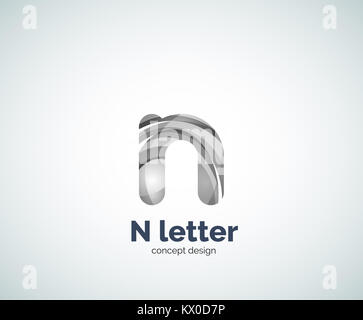 N letter business logo, modern abstract geometric elegant design. Created with waves Stock Photo