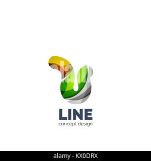 set of abstract letter business logo icons, geometric wavy flowing style Stock Photo