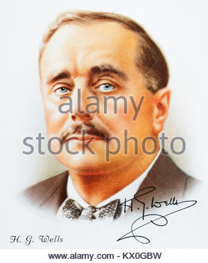 H.G. Wells portrait was an English writer 1866 – 1946 Stock Photo