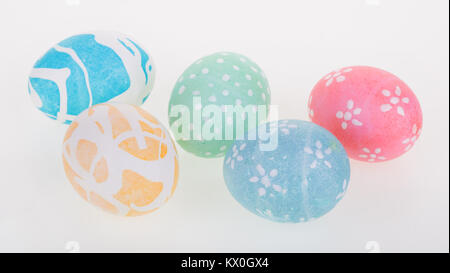 Decorated Easter eggs on a white background Stock Photo