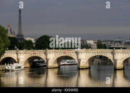 France, Paris (75), Pont Neuf, Eiffel Tower, Institut de France, river Seine Stock Photo