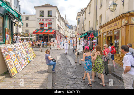 Street view of Montmartre in Paris, France Stock Photo