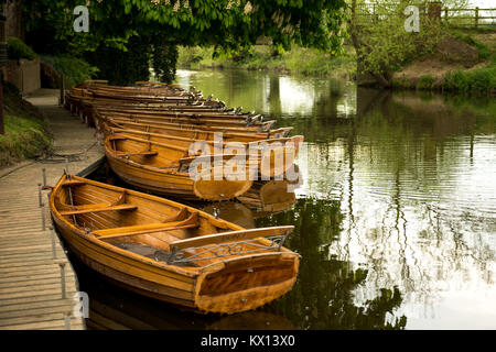 Moored boats in Dedham Stock Photo