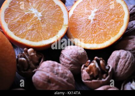 Oranges and Walnuts Stock Photo