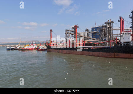 Kosa Chushka, Temryuk district, Krasnodar region, Russia - July 18, 2017: MF ROSE universal ship in the port of Caucasus Stock Photo