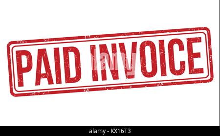 Vector illustration invoice with red stamp paid icon in flat line style ...