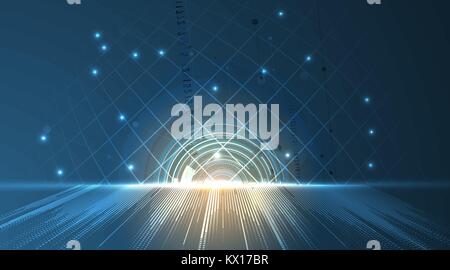 Abstract technology particle. Virtual molecule imagination. Computer generated background for business solution and presentation Stock Vector
