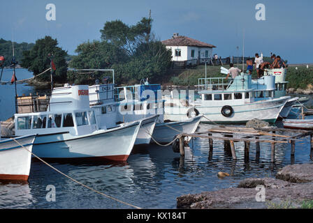 Fishing Boats Moored near Sinop Turkey on the Black Sea Coast Stock Photo