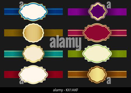 Set of vintage Label, Banner Sticker Badge and Ribbons design elements. Vector illustration Stock Vector