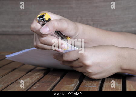 Stapler for binding sheets of paper. Stock Photo