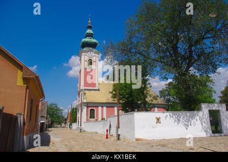 The old town of Székesfehérvár in Central Hungary: the ancient Serbian Suburb (Rácváros) and the orthodox church Stock Photo