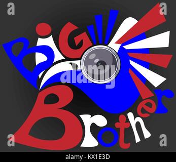 video surveillance systems eagle in red-white-blue color big Brother logo Stock Vector