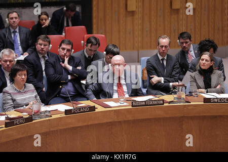 New York, NY, USA. 5th Jan, 2018. United Nations, New York, USA, January 05 2018 - Vassily Alekseevich Nebenzia, Permanent Representative of the Russian Federation to the United Nations During the Security Council beginning of its consideration of the situation in Iran today at the UN Headquarters in New York City.Photo: Luiz Rampelotto/EuropaNewswire Credit: Luiz Rampelotto/ZUMA Wire/Alamy Live News Stock Photo
