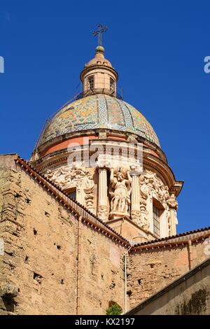 Baroque majolica dome of Palermo's Santa Maria del Carmine church (Sicily, Italy) Stock Photo