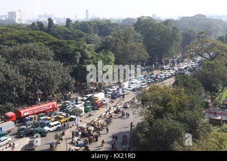 Heavy traffic jam the VIP Road at shahbag in Dhaka city, Bangladesh. 2018 Stock Photo